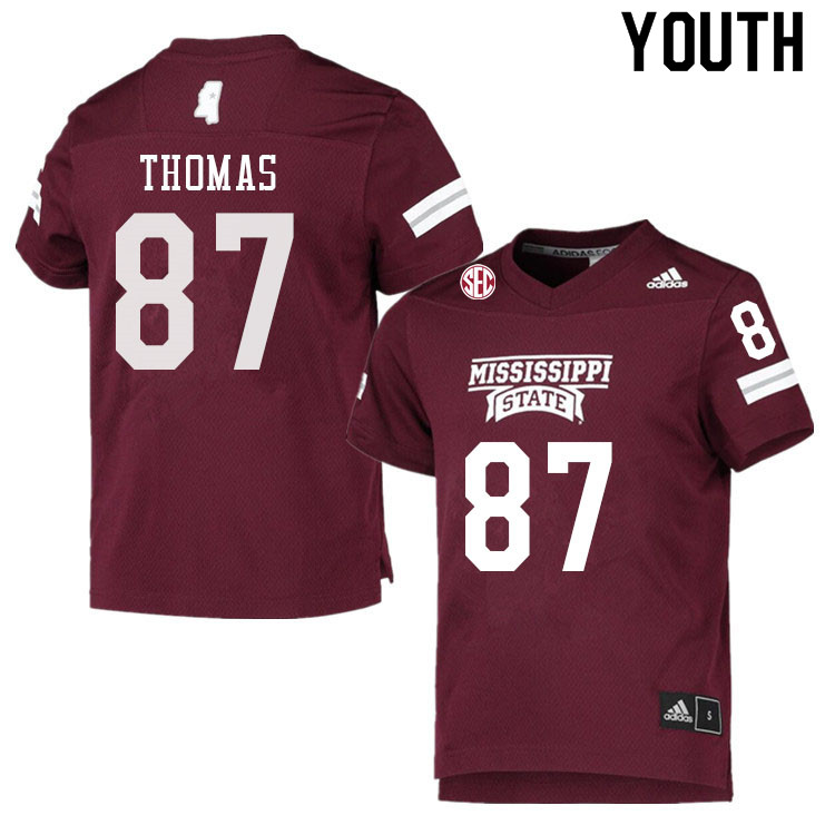 Youth #87 Zavion Thomas Mississippi State Bulldogs College Football Jerseys Sale-Maroon